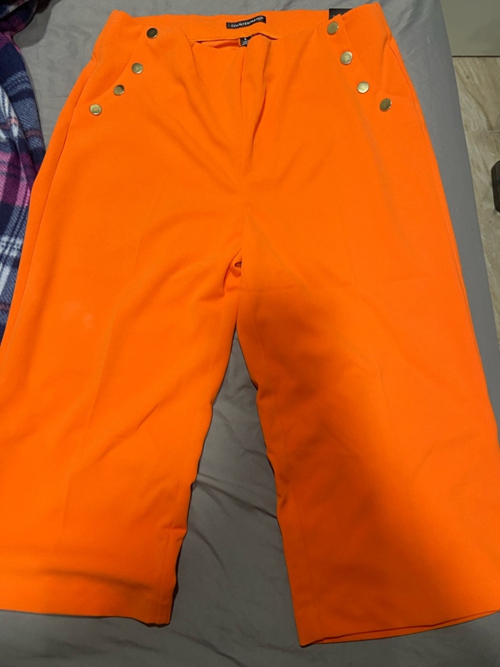 Counterparts Bright Orange Wide-Leg Button-Accent Pants